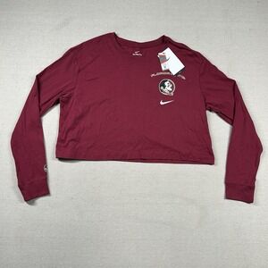Nike‎ Florida State Shirt Womens L Crop Mid Drift Seminoles NCAA College Spear